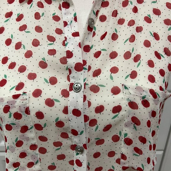 NWOT Vintage, Cherry Print Button Down Tank - Picture 2 of 4